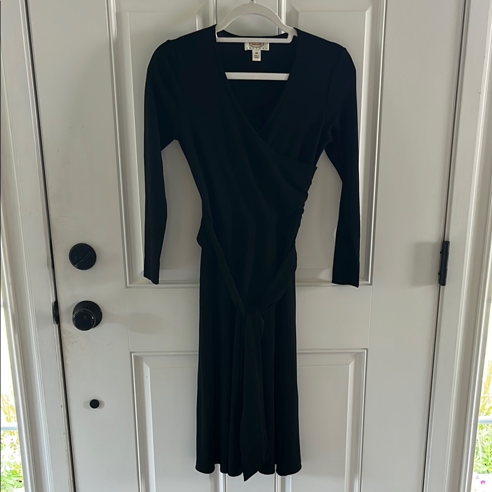 Talbots Black Long Sleeve V-Neck Sheath Dress
